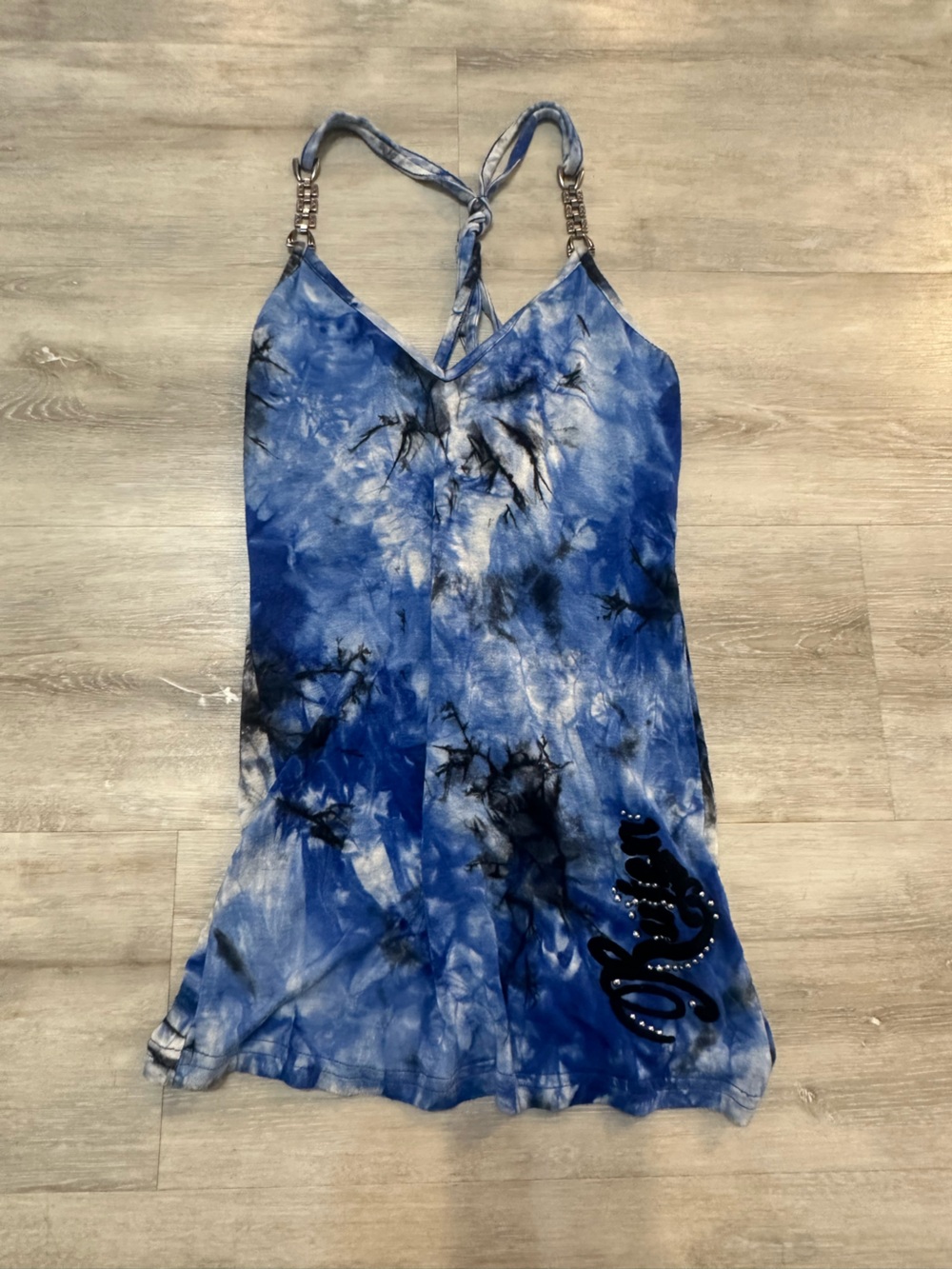 Rüfen, Women’s Y2K-Style Blue Tie-Dye Tank